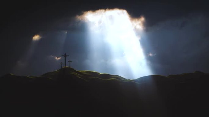 各各他山神秘的光与云耶稣基督的死与复活和圣十字架