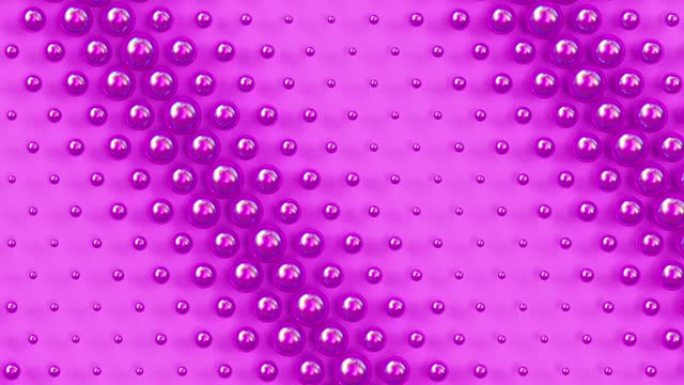 粉红色背景上的移动全息球体，时尚的最小3d循环动画，具有虹彩圆形形状的创意几何图案，超现实的现代背景
