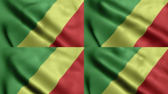 刚果国旗-刚果国旗高细节-国旗刚果波浪图案可循环元素-高分辨率和高细节织物纹理和无尽循环股票视频