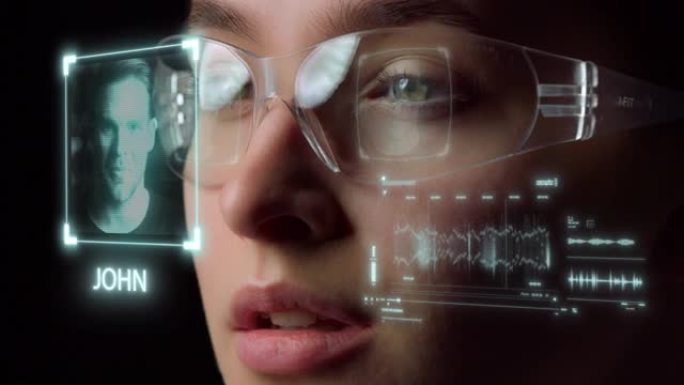 未来眼镜识别系统识别接受收入呼叫特写