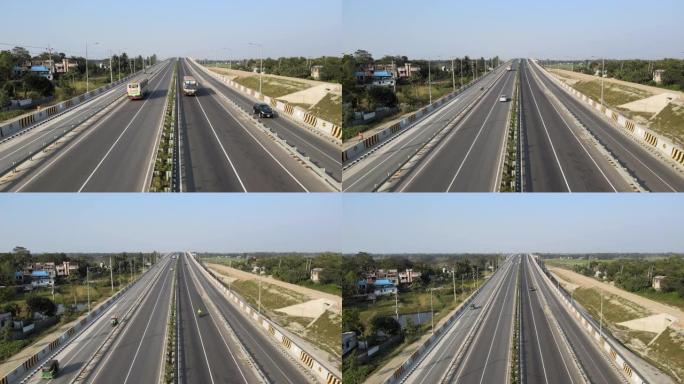达卡-马瓦-邦加高速公路白天鸟瞰图。亚洲公路网的N8路线。