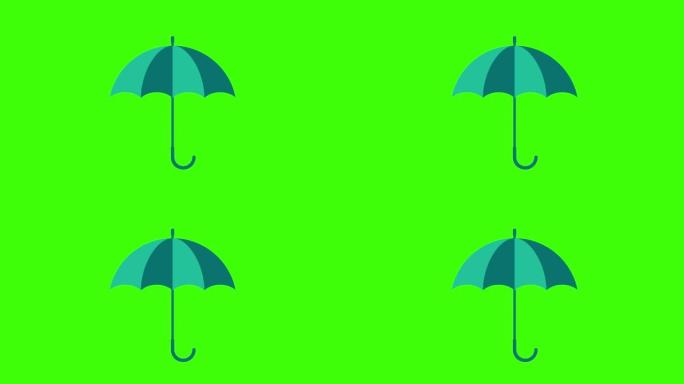 伞图标在绿色屏幕上弹出。房地产保险的概念