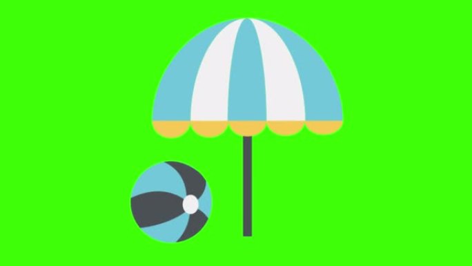 绿屏上的沙滩伞图标动画
