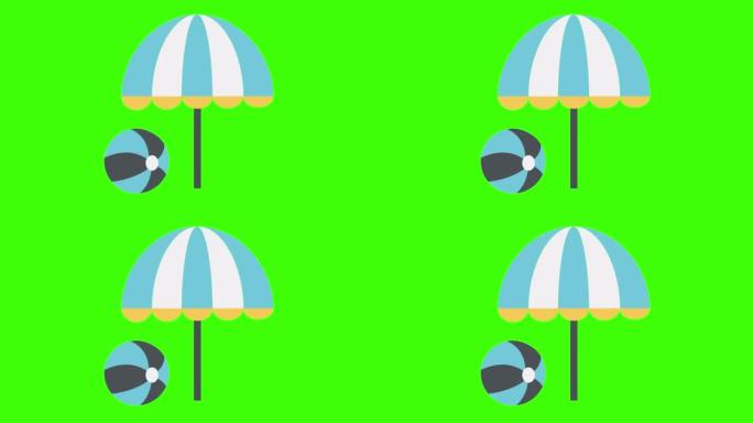 绿屏上的沙滩伞图标动画