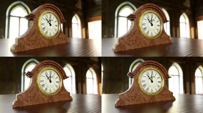 木材制成的古董时钟的3d可视化