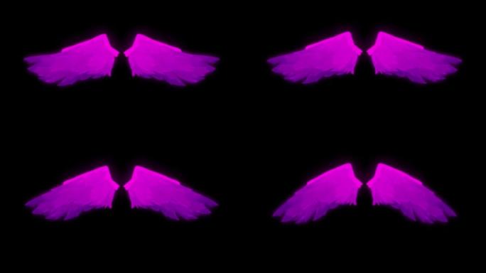 动画紫色翅膀隔离在绿色背景上。