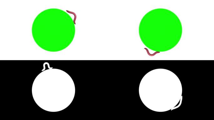 绿圈上的蠕虫，循环3D动画