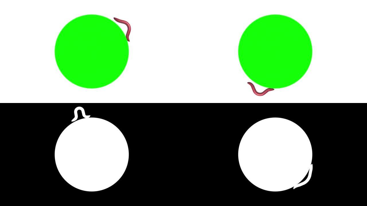 绿圈上的蠕虫，循环3D动画