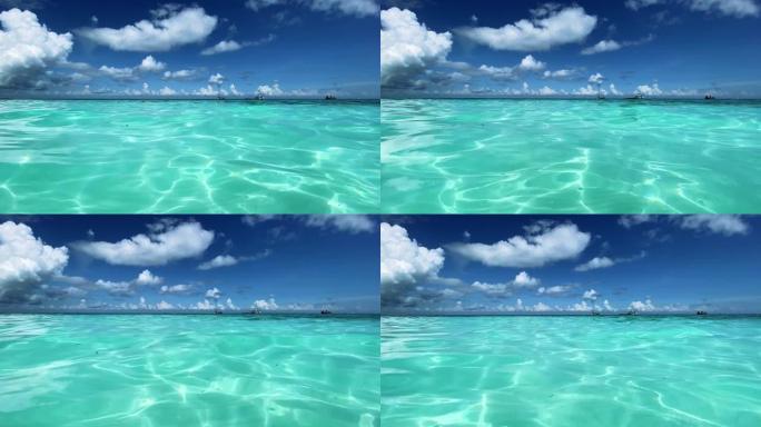 选择性聚焦，印度洋蔚蓝的海水逆天。娱乐和旅游概念