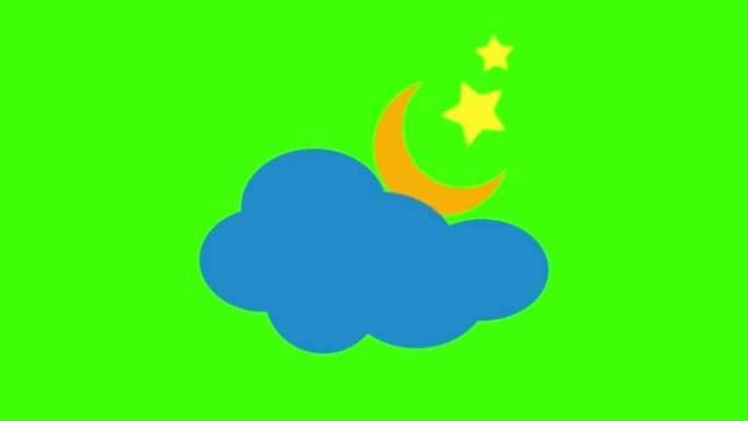绿屏上阴天夜图标的动画