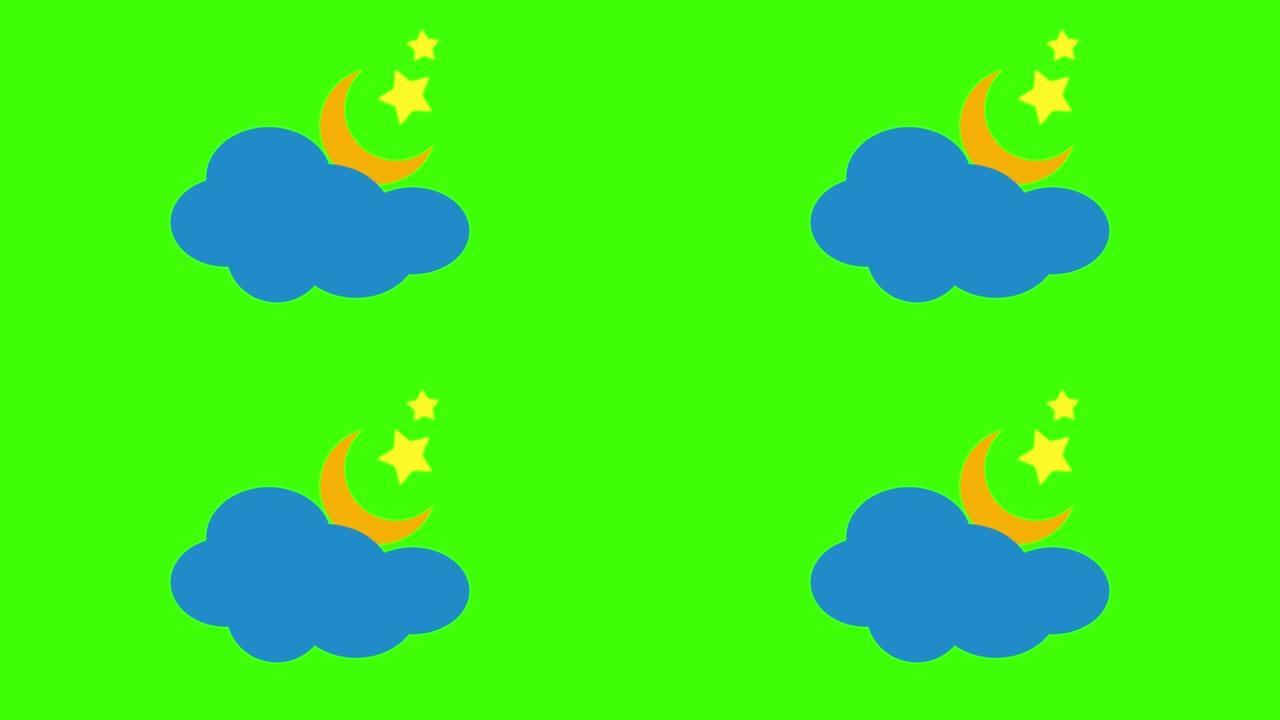 绿屏上阴天夜图标的动画