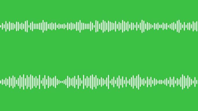 波形音频。抽象白色声波背景。3D渲染绿屏动画。