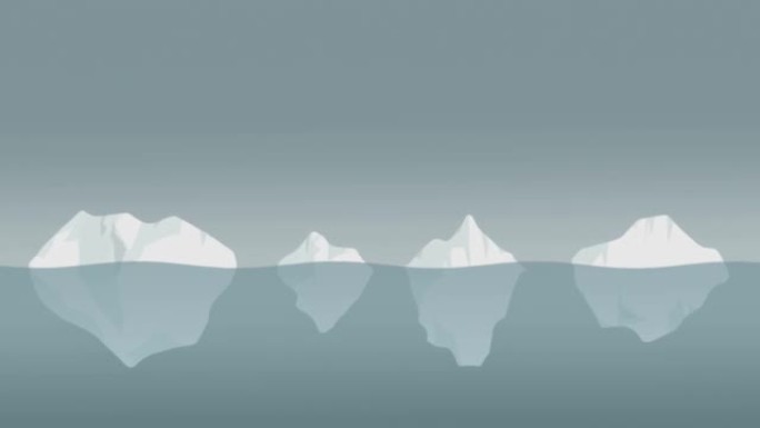 冰川开始融化，海平面上升，4k动画