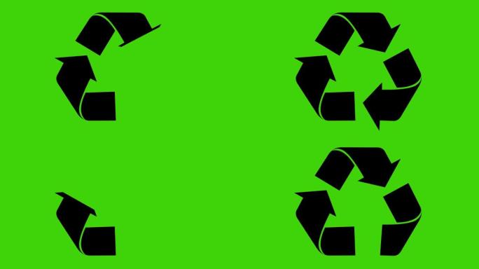 黑色回收图标或symbo的循环动画