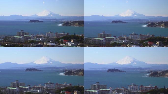 江之岛与住宅区以外的富士山