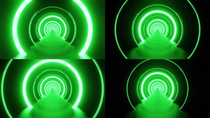霓虹绿色圆形隧道背景VJ环路