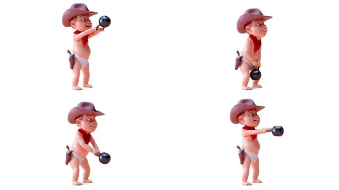 牛仔婴儿举重有趣的3D卡通