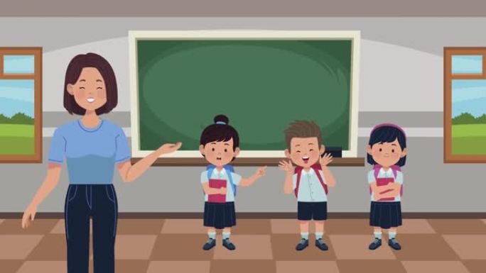 学校动画与师生教室