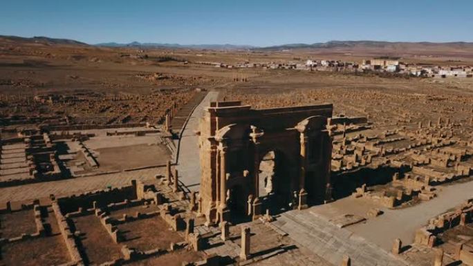阿尔及利亚古代廷加德遗址的鸟瞰图
