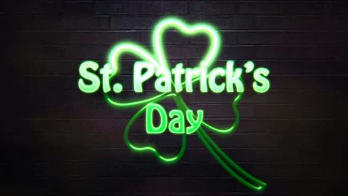 帕特里克·戴 (Patrick Day) 与大霓虹绿色三叶草在木头上