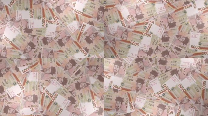 5000韩国韩元账单背景。