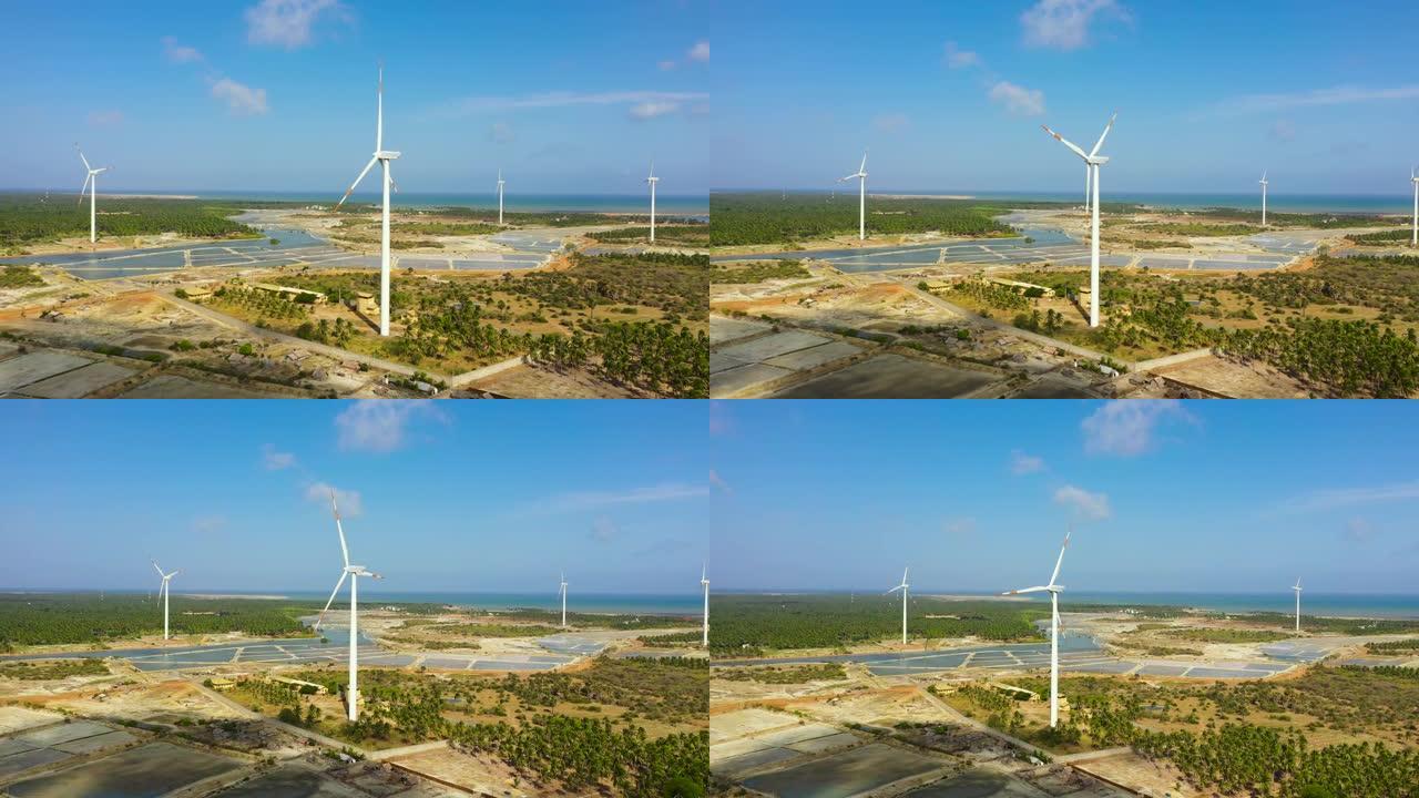 斯里兰卡风车农场的鸟瞰图