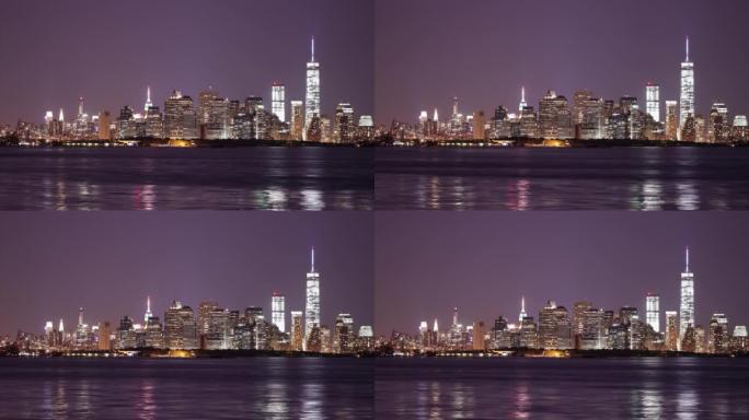 纽约市中心的夜光距离美国有4k的时间间隔