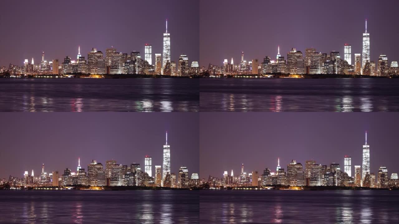 纽约市中心的夜光距离美国有4k的时间间隔