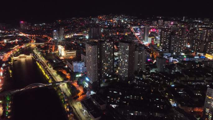 大理市区夜景航拍