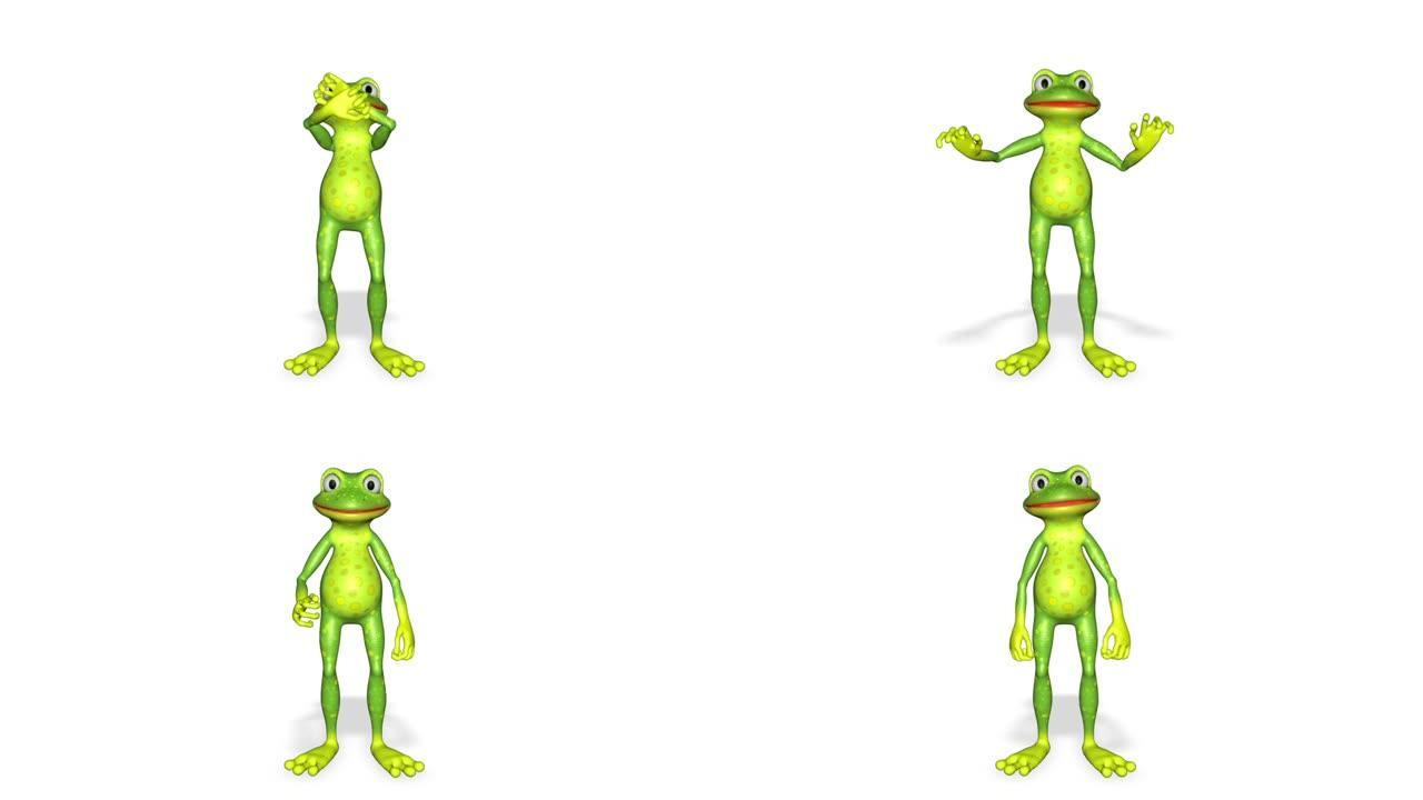 青蛙说话循环白色背景