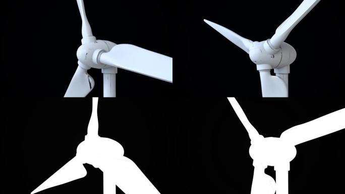 可循环: 风力涡轮机亮度哑光通道。风车，环境概念，阿尔法通道。