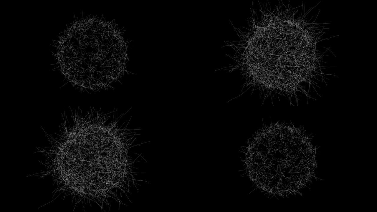 Sphere flow大数据动画。无缝环形球体屏蔽。Floind线能源概念全高清