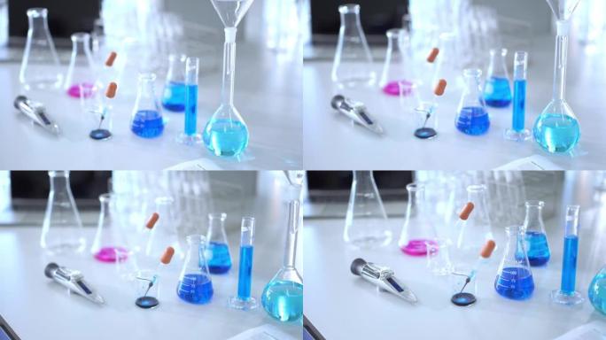 科学实验室中的不同实验室玻璃器皿