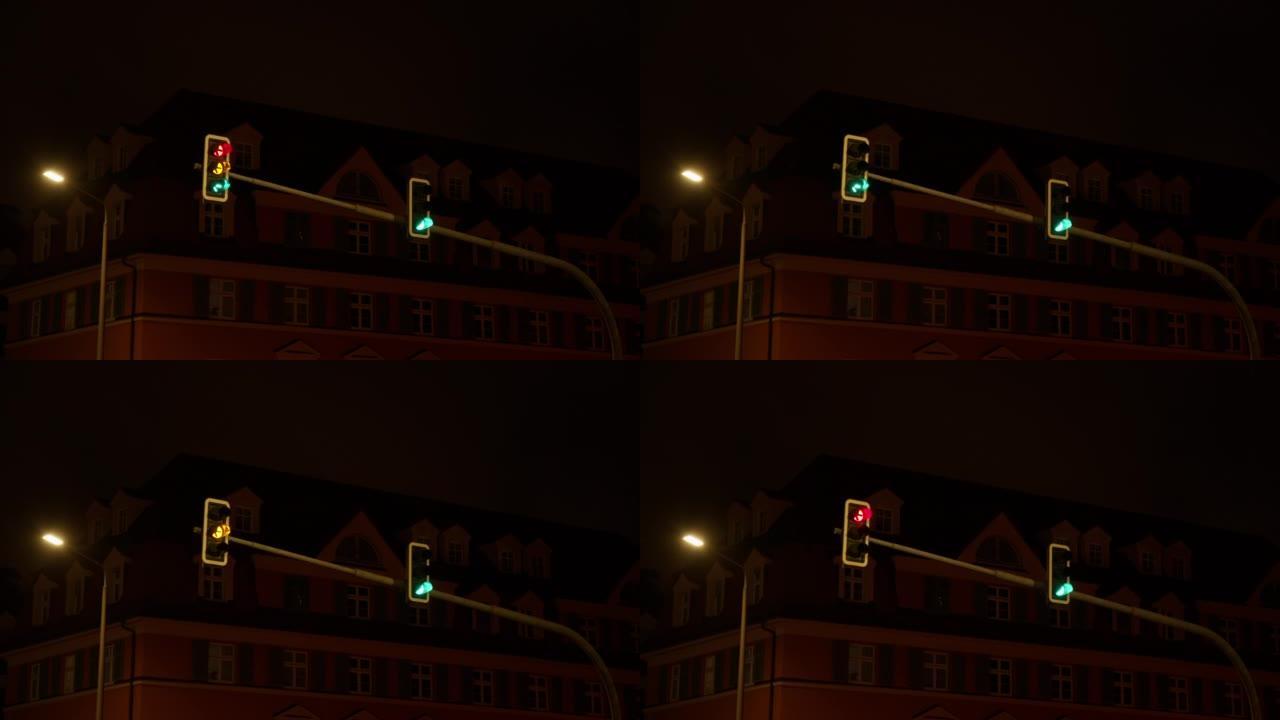 夜间红绿灯在停车和停车之间切换