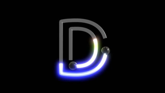 霓虹灯打开字母D的动画