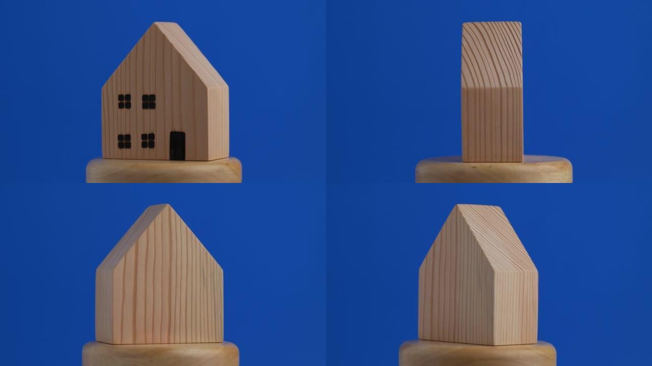 木屋的模型围绕着一个缓慢的样本。木屋视频家庭和家庭概念住房和做生意