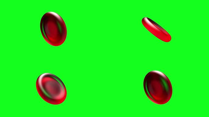 绿色孤立背景上的红细胞血细胞