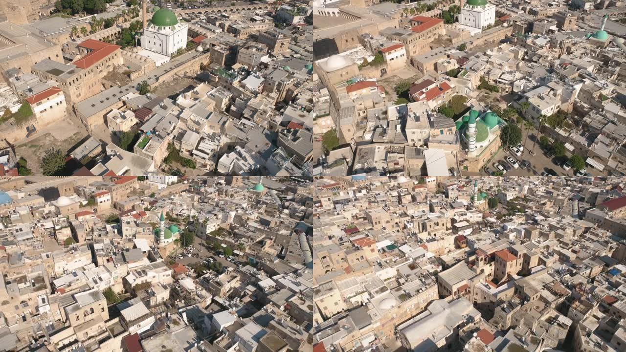 以色列阿克里老城的鸟瞰图。