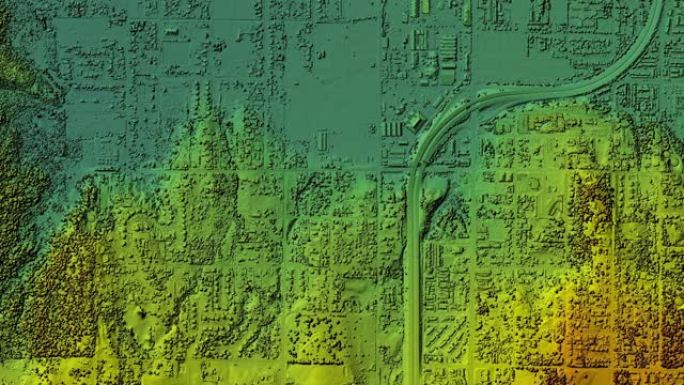 带有用于GIS的彩色地理空间数据的城市城市动画地图