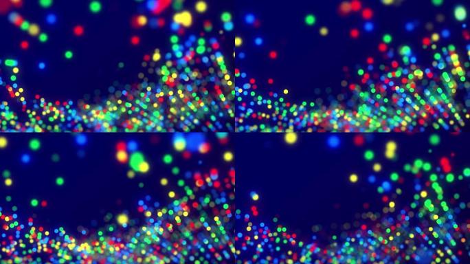闪光魔术多色粒子飞行4k可循环的抽象背景