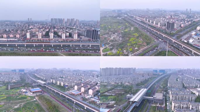 【原创航拍】江苏南京江北城市地铁沿线车流