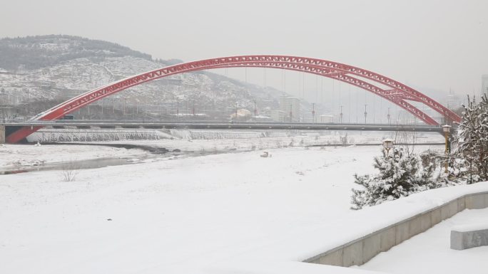 延安王家坪虹桥雪景