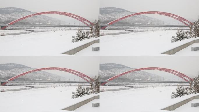 延安王家坪虹桥雪景