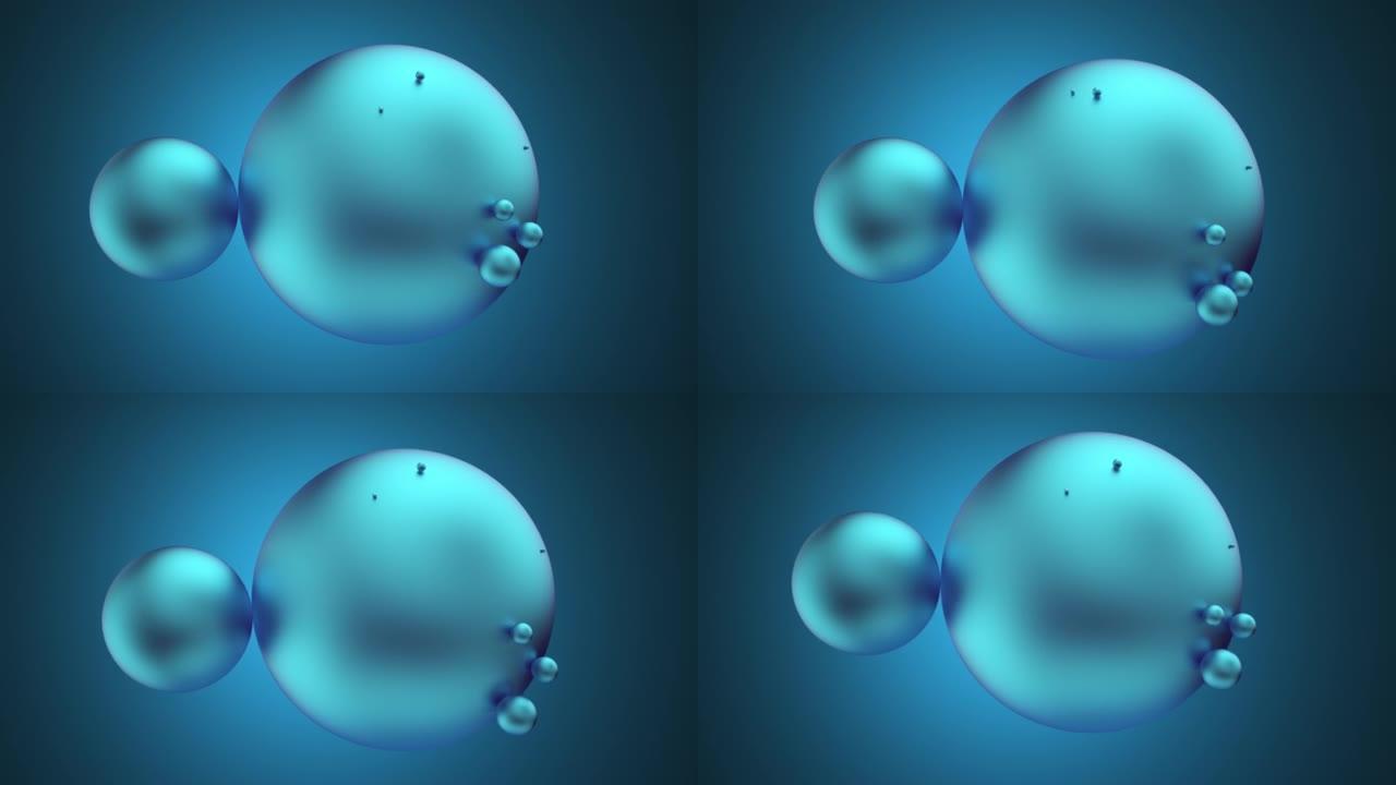 不同大小的球的未来组成在蓝色不合逻辑的概念上孤立