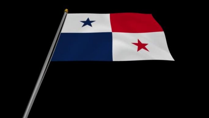 巴拿马国旗在风中飘扬的循环视频，4k的慢动作视频，带Alpha通道