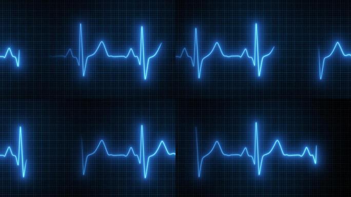 心电图心率监测器。蓝色心脏病学中的心跳脉搏。