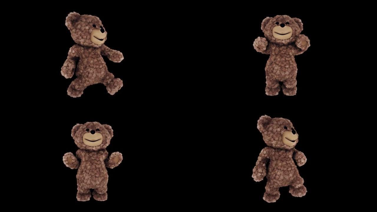 泰迪熊有趣的舞蹈循环阿尔法频道