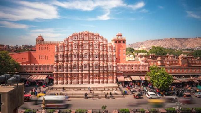 历史地标哈瓦玛哈又名风之宫，位于印度拉贾斯坦邦斋浦尔的粉色城市