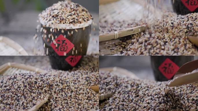 紫米黑米大米小麦燕麦混合素材