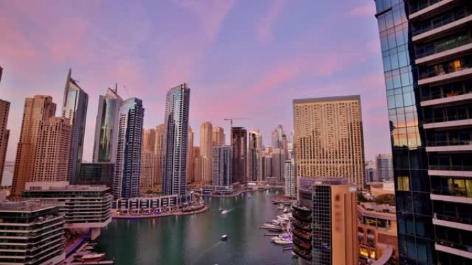 阿拉伯联合酋长国迪拜码头: 日落
